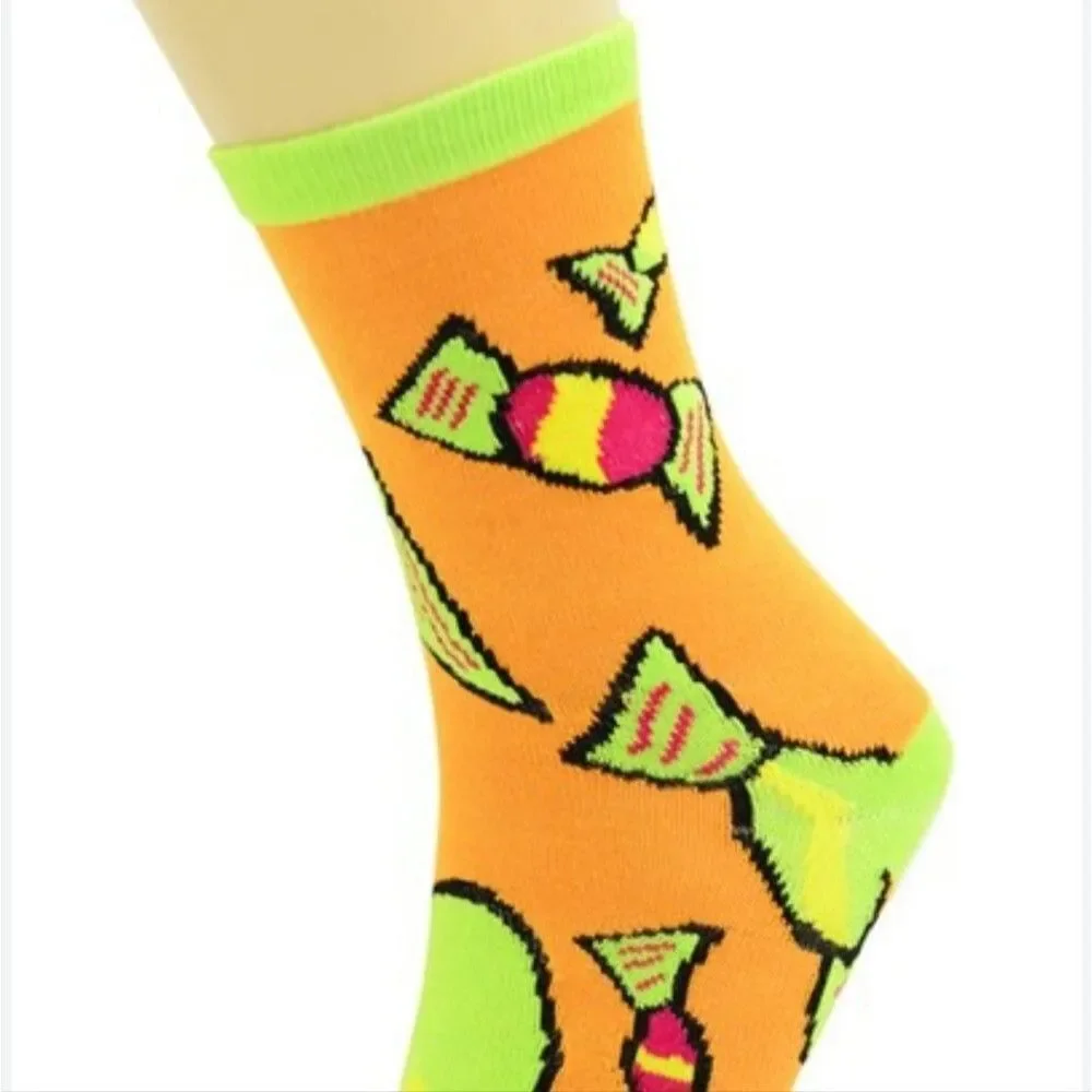 Yelete Big Candy Novelty Crew Socks 3 Pair Bright Bold Colors Size 9-11 New